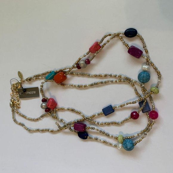 Chico’s NWT Necklace Multi Color Stones 17″ - Picture 9 of 12
